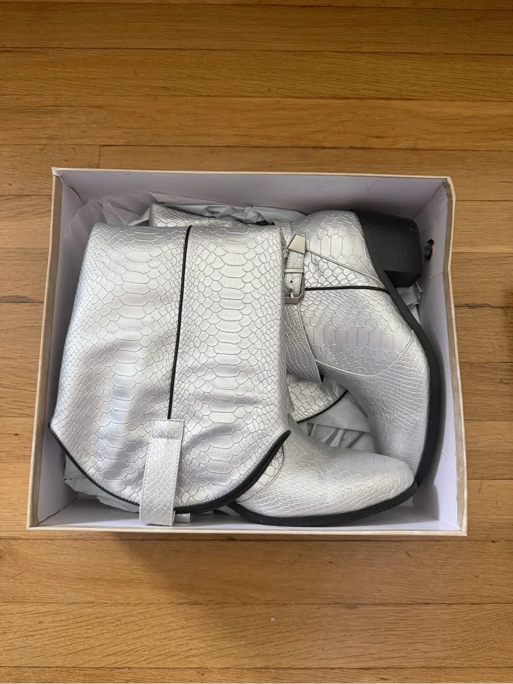 Silver Textured Over-the-Knee Women's Boots